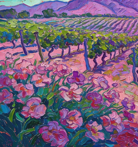 Vineyards at the Foot of the Mountain, Simple Painting Ideas, Landscape Canvas Paintings, Hand Painted Wall Art Paintings, Original Oil Paintings, Small Oil Paintings on Canvas-LargePaintingArt.com