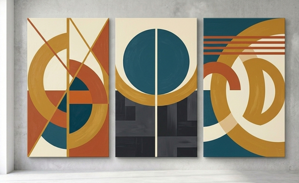 Modern Paintings for Living Room, Multi Panel Canvas Art, Large Group Paintings, Geometric Abstract Paintings-LargePaintingArt.com