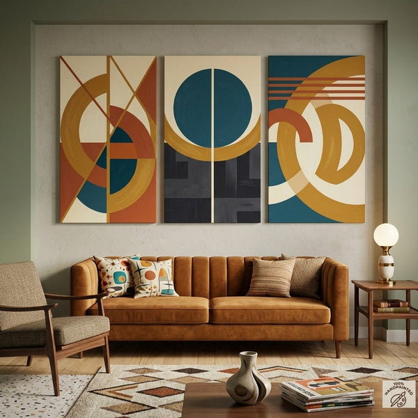 Modern Paintings for Living Room, Multi Panel Canvas Art, Large Group Paintings, Geometric Abstract Paintings-LargePaintingArt.com