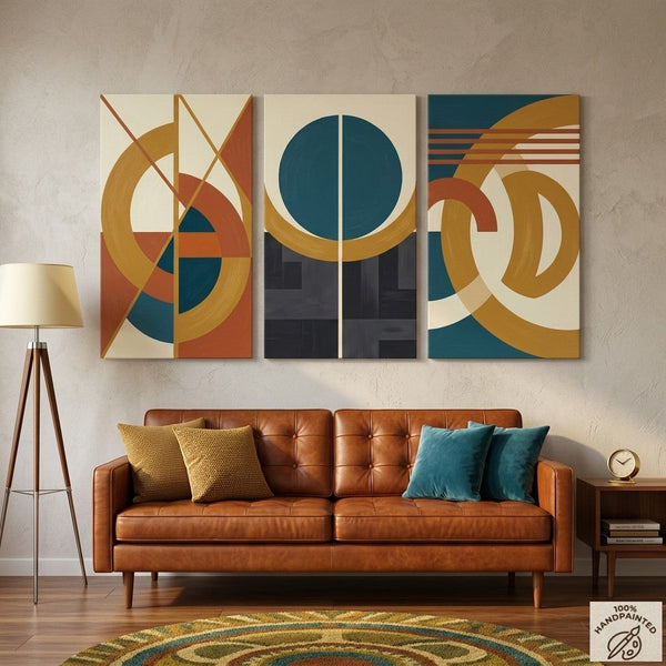 Modern Paintings for Living Room, Multi Panel Canvas Art, Large Group Paintings, Geometric Abstract Paintings-LargePaintingArt.com