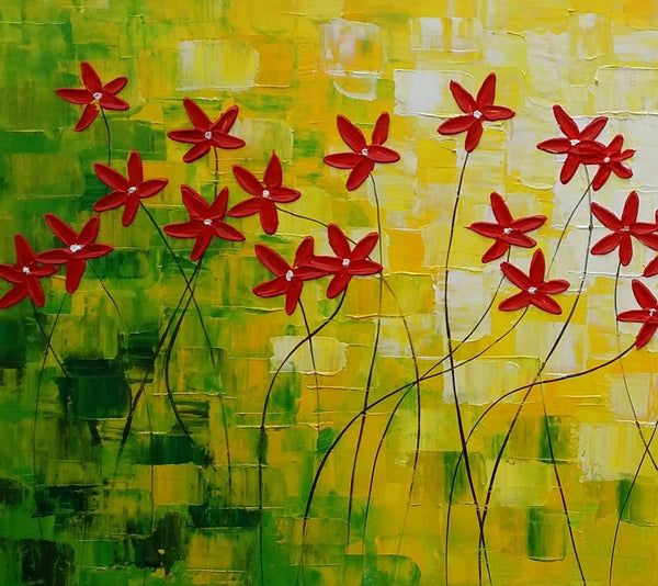 Flower Painting, Abstract Wall Art, Custom Canvas Art, Contemporary Artwork, Art on Canvas 269-LargePaintingArt.com