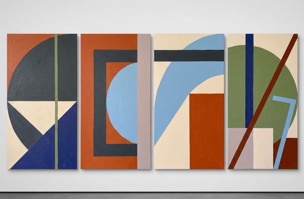 Multi Panel Wall Painting, Hand Painted Canvas Art, Modern Contemporary Paintings, Geometric Abstract Painting-LargePaintingArt.com