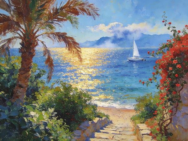 Florida's Coast in the Early Morning, Small Landscape Paintings, Small Oil Paintings on Canvas, Small Paintings on Canvas, Hand Painted Canvas Art, Original Oil Paintings-LargePaintingArt.com