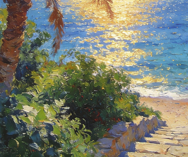 Florida's Coast in the Early Morning, Small Landscape Paintings, Small Oil Paintings on Canvas, Small Paintings on Canvas, Hand Painted Canvas Art, Original Oil Paintings-LargePaintingArt.com