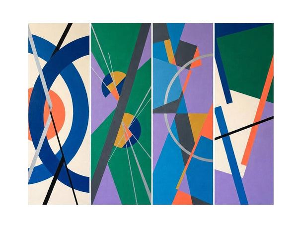 Geometric Abstract Paintings, Modern Contemporary Paintings, Hand Painted Canvas Art, Multi Panel Wall Art Paintings-LargePaintingArt.com