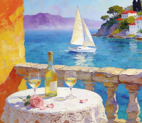 Original Canvas Paintings, A Tranquil Afternoon by the Sea, Small Paintings on Canvas, Heavy Texture Artwork, Landscape Oil Paintings, Hand Painted Wall Art-LargePaintingArt.com