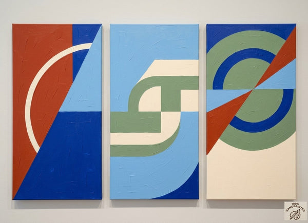 Original Geometric Abstract Paintings, Hand Painted Canvas Art, Multi Panel Wall Painting, Modern Contemporary Paintings-LargePaintingArt.com