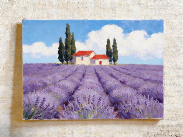 Summer Lavender Days, Original Oil Paintings, Hand Painted Canvas Art, Original Landscape Paintings, Small Canvas Wall Art Paintings, Buy Small Paintings Online-LargePaintingArt.com