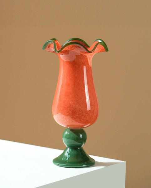 Contemporary Vase for Modern Home Decor, Unique Modern Glass Vase, Modern Glass Flower Vases, Handmade Liuli Vases, Centerpiece Vases on Table-LargePaintingArt.com
