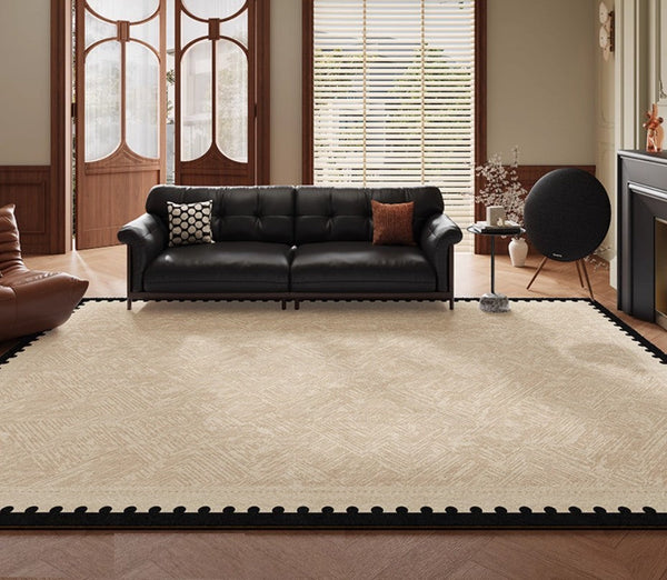 Modern Rugs for Dining Room, Mid Century Modern Rugs Next to Bed, Contemporary Rugs for Bedroom, Cream Modern Carpets for Living Room-LargePaintingArt.com