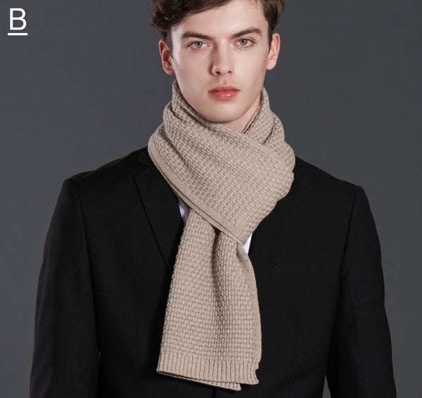 Simple Business Formal Men Scarf Styles, Red Thick Wool Scarf, Wool Scarf for Gentleman, Men's Winter Scarf, Casual Scarf Men, Men's Wool Scarf Winter, Fashion Scarf-LargePaintingArt.com