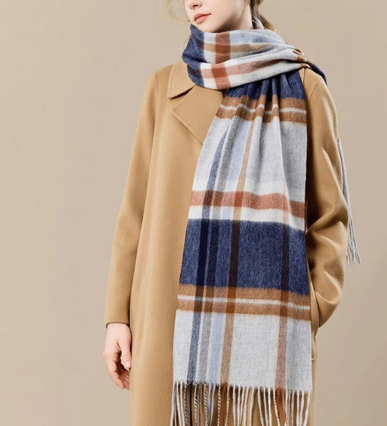 Soft Cashmere Scarf for Women, Checked Scarf Winter Wool Scarf, Elegant Wool Scarves, Warm Winter Scarf, Cold Weather Scarf, Holiday Scarf, Fashion Scarf, Christmas Gifts for Her-LargePaintingArt.com