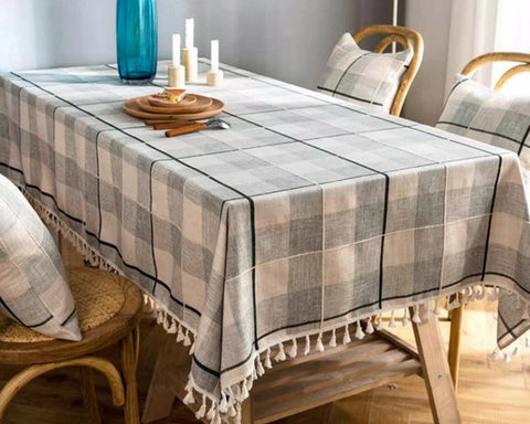 Kitchen Rectangular Table Covers, Farmhouse Table Cloths for Dining Room, Rectangular Tablecloth for Oval Table, Cotton and Linen Tablecloths-LargePaintingArt.com