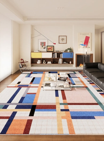 Modern Carpets for Office, Abstract Modern Rugs, Contemporary Modern Rugs Next to Bed, Geometric Modern Rugs under Dining Room Table-LargePaintingArt.com