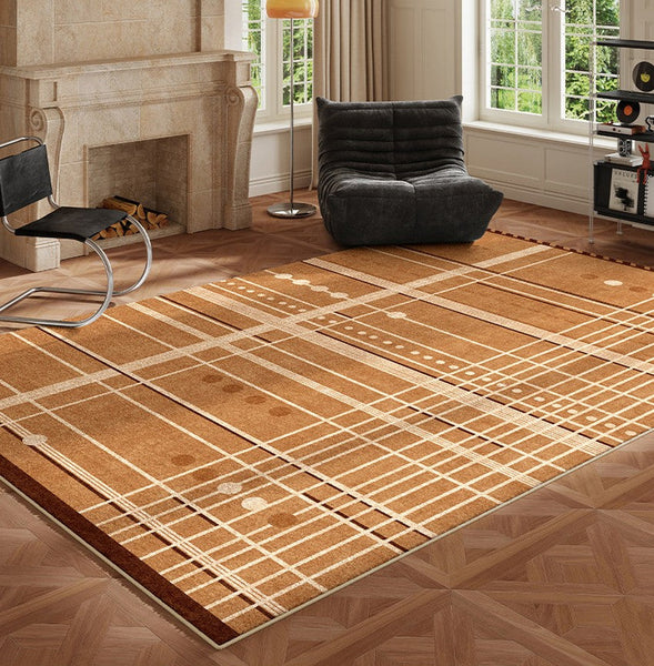 Large Contemporary Area Rugs for Dining Room, Modern Living Room Rug Ideas, Mid Century Modern Rugs for Bedroom-LargePaintingArt.com