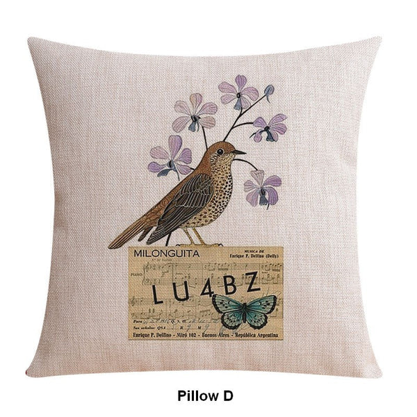 Simple Decorative Pillow Covers, Decorative Sofa Pillows for Living Room, Love Birds Throw Pillows for Couch, Singing Birds Decorative Throw Pillows-LargePaintingArt.com