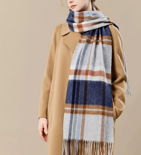 Soft Cashmere Scarf for Women, Checked Scarf Winter Wool Scarf, Elegant Wool Scarves, Warm Winter Scarf, Cold Weather Scarf, Holiday Scarf, Fashion Scarf, Christmas Gifts for Her-LargePaintingArt.com