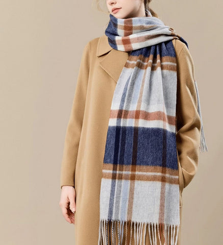 Soft Cashmere Scarf for Women, Checked Scarf Winter Wool Scarf, Elegant Wool Scarves, Warm Winter Scarf, Cold Weather Scarf, Holiday Scarf, Fashion Scarf, Christmas Gifts for Her-LargePaintingArt.com