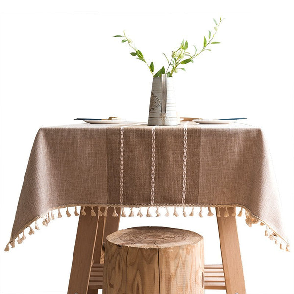 Farmhouse Cotton and Linen Tablecloths, Rectangular Tablecloth for Oval Table, Kitchen Rectangular Table Covers, Modern Table Cloths for Dining Room-LargePaintingArt.com