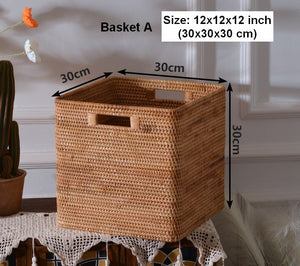 Storage Basket for Shelves, Large Rectangular Storage Basket, Storage Baskets for Kitchen, Woven Storage Basket for Living Room-LargePaintingArt.com