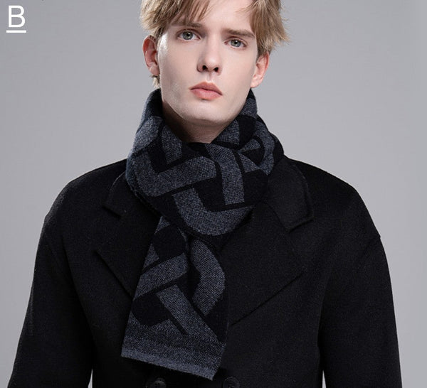 Wool Scarf for Gentleman, Thick Wool Scarf, Men's Winter Scarf, Casual Scarf Men, Men's Wool Scarf Winter, Fashion Scarf, Business Formal Men Scarf Styles-LargePaintingArt.com