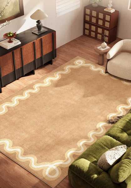 Dining Room Geometric Modern Rugs, Large Modern Rugs for Living Room, Bedroom Modern Rugs, Cream Color Contemporary Modern Rugs-LargePaintingArt.com