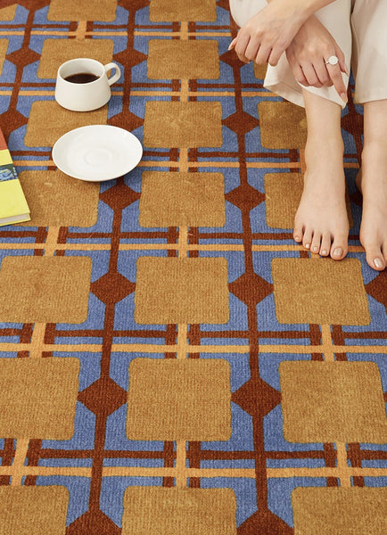 Modern Rugs under Coffee Table, Abstract Contemporary Round Rugs, Modern Rugs for Dining Room, Geometric Modern Rugs for Bedroom-LargePaintingArt.com