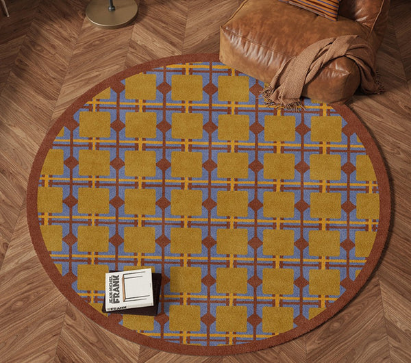 Modern Rugs under Coffee Table, Abstract Contemporary Round Rugs, Modern Rugs for Dining Room, Geometric Modern Rugs for Bedroom-LargePaintingArt.com