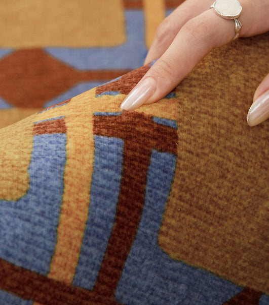 Modern Rugs under Coffee Table, Abstract Contemporary Round Rugs, Modern Rugs for Dining Room, Geometric Modern Rugs for Bedroom-LargePaintingArt.com