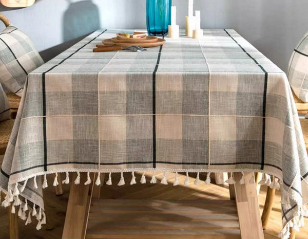 Rectangular Tablecloth for Oval Table, Cotton and Linen Tablecloths, Kitchen Rectangular Table Covers, Farmhouse Table Cloths for Dining Room-LargePaintingArt.com