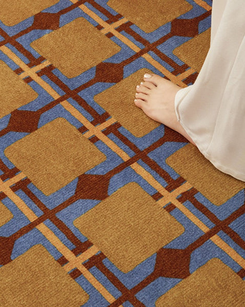 Modern Rugs under Coffee Table, Abstract Contemporary Round Rugs, Modern Rugs for Dining Room, Geometric Modern Rugs for Bedroom-LargePaintingArt.com