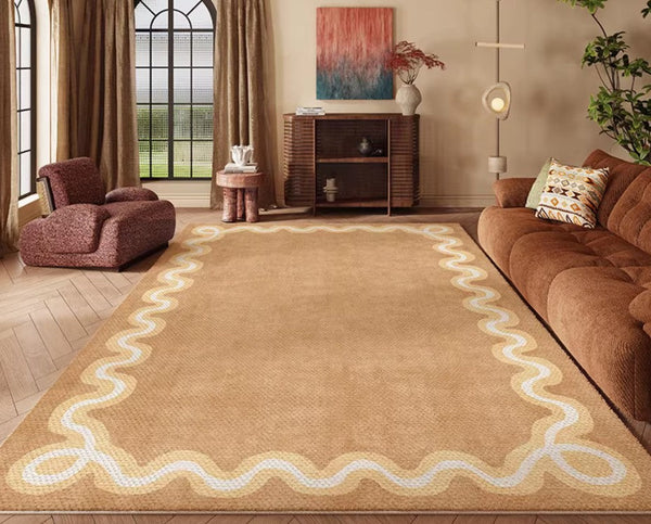 Dining Room Geometric Modern Rugs, Large Modern Rugs for Living Room, Bedroom Modern Rugs, Cream Color Contemporary Modern Rugs-LargePaintingArt.com