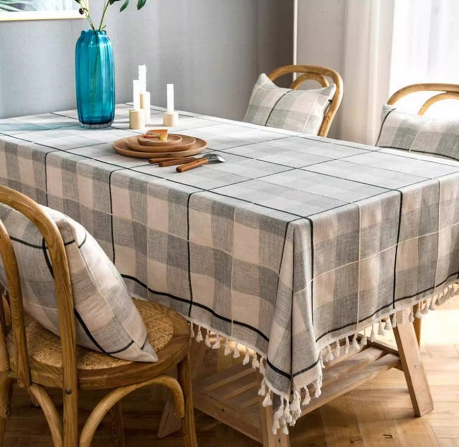 Rectangular Tablecloth for Oval Table, Cotton and Linen Tablecloths, Kitchen Rectangular Table Covers, Farmhouse Table Cloths for Dining Room-LargePaintingArt.com