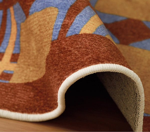 Modern Rugs under Coffee Table, Abstract Contemporary Round Rugs, Modern Rugs for Dining Room, Geometric Modern Rugs for Bedroom-LargePaintingArt.com