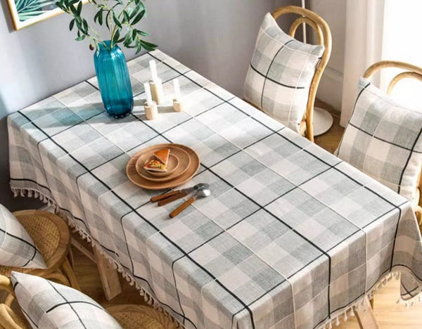 Rectangular Tablecloth for Oval Table, Cotton and Linen Tablecloths, Kitchen Rectangular Table Covers, Farmhouse Table Cloths for Dining Room-LargePaintingArt.com