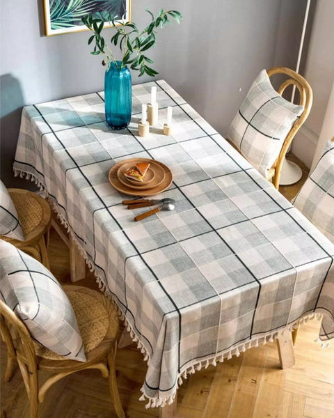 Rectangular Tablecloth for Oval Table, Cotton and Linen Tablecloths, Kitchen Rectangular Table Covers, Farmhouse Table Cloths for Dining Room-LargePaintingArt.com