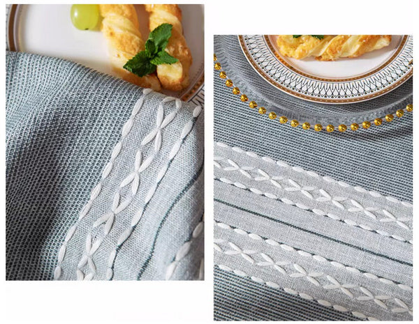 Country Farmhouse Tablecloth, Large Rectangular Tablecloth for Oval Table, Rustic Table Covers for Kitchen, Cotton and Linen Tablecloth for Dining Room Table-LargePaintingArt.com