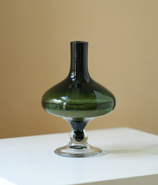 Decorative Glass Vase, Mid Century Glass Vases, Handmade Modern Vases for Bedroom, Centerpiece Contemporary Vases on Table, Modern Glass Vase for Flowers-LargePaintingArt.com