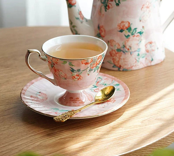 Ceramic Tea Cup Set, Luxury Tea Cup with Saucer, Elegant Coffee Cup, Porcelain Tea cups, British Tea Cup Set, Afternoon Tea Cup with Saucer Set-LargePaintingArt.com