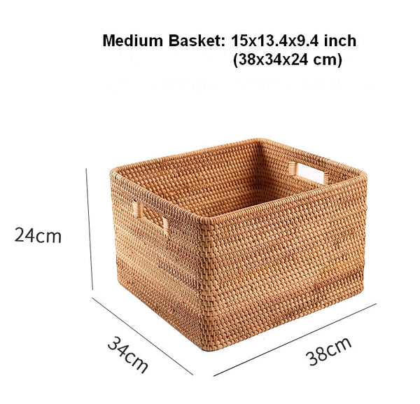 Large Storage Basket for Living Room, Kitchen Storage Baskets, Woven Storage Basket for Shelves, Rattan Storage Baskets for Toys-LargePaintingArt.com