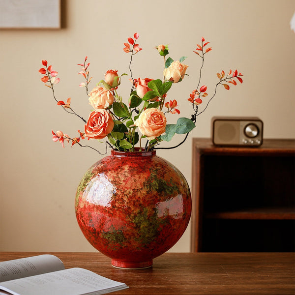 Handmade Water Holding Flower Vases, Large Pottery Flower Vases, Modern Bouquet Flower Vases, Centerpiece on Dining Table, Flower Vase on Table-LargePaintingArt.com