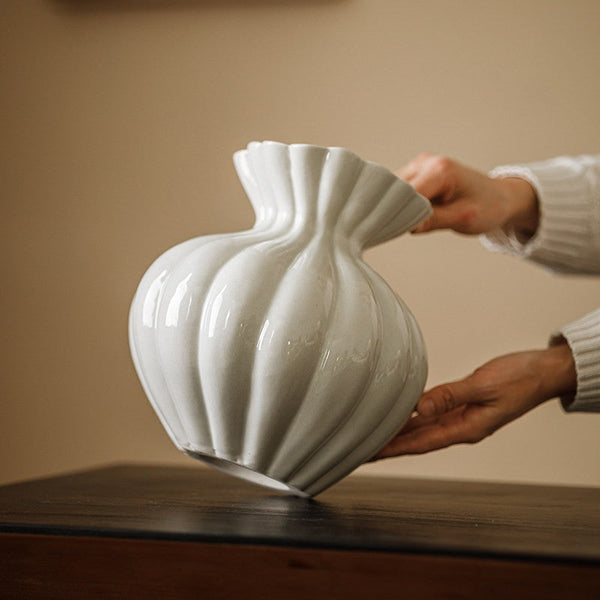 Handmade Water Holding Flower Vases, Porcelain Flower Vases, Modern Flower Vase Centerpiece on Table, Ceramic Bouquet Vases-LargePaintingArt.com