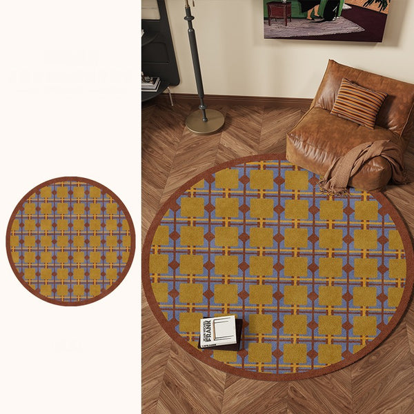 Modern Rugs under Coffee Table, Abstract Contemporary Round Rugs, Modern Rugs for Dining Room, Geometric Modern Rugs for Bedroom-LargePaintingArt.com