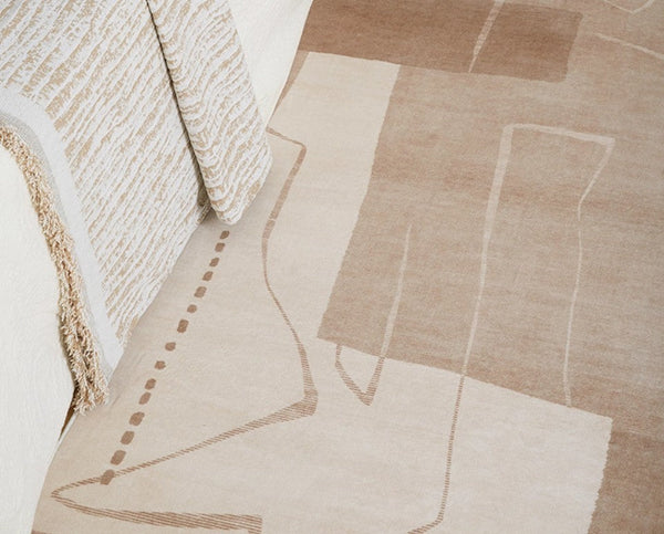 Unique Geometric Modern Rugs under Dining Room Table, Brown Modern Carpets for Office, Abstract Modern Rugs for Living Room, Contemporary Modern Rugs Next to Bed-LargePaintingArt.com