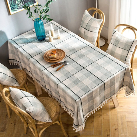 Rectangular Tablecloth for Oval Table, Cotton and Linen Tablecloths, Kitchen Rectangular Table Covers, Farmhouse Table Cloths for Dining Room-LargePaintingArt.com