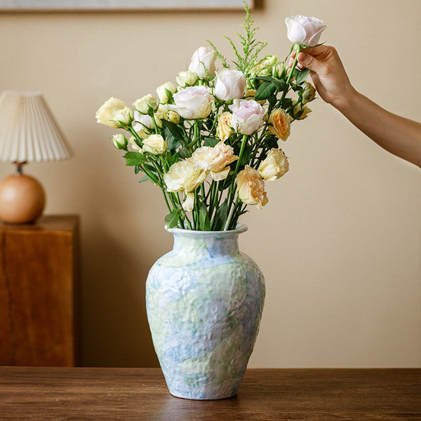 Modern Porcelain Flower Vases, Handmade Water Holding Flower Vases, Centerpiece on Dining Table, Ceramic Bouquet Vases, Flower Vases on Table-LargePaintingArt.com