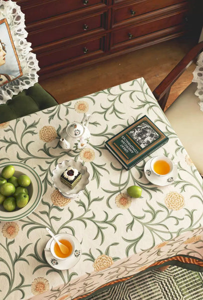 Spring Flower Farmhouse Table Cloth, Wedding Tablecloth, Modern Rectangle Tablecloth Ideas for Dining Table, Square Tablecloth for Coffee Table-LargePaintingArt.com