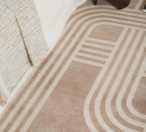 Unique Geometric Modern Rugs under Dining Room Table, Brown Modern Carpets for Office, Abstract Modern Rugs for Living Room, Contemporary Modern Rugs Next to Bed-LargePaintingArt.com