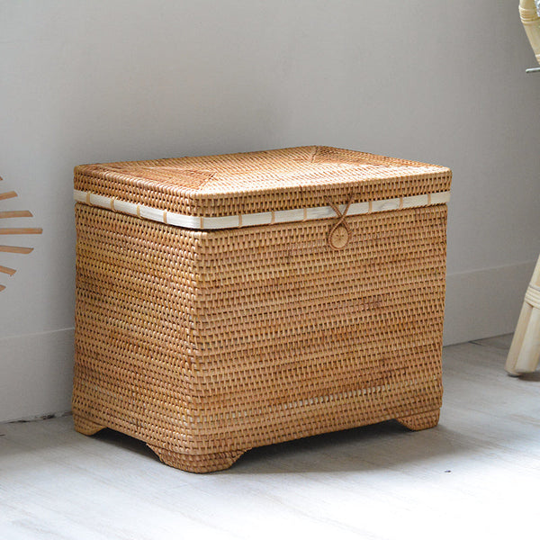 Large Laundry Storage Basket for Clothes, Rectangular Storage Basket, Rattan Baskets, Storage Baskets for Bedroom, Storage Baskets for Shelves-LargePaintingArt.com