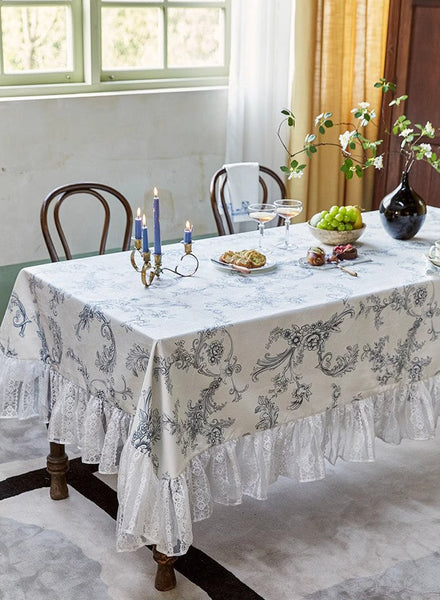 Large Modern Rectangle Tablecloth for Dining Table, Picnic Spring Flower Table Covers for Round Table, Farmhouse Table Cloth for Oval Table-LargePaintingArt.com